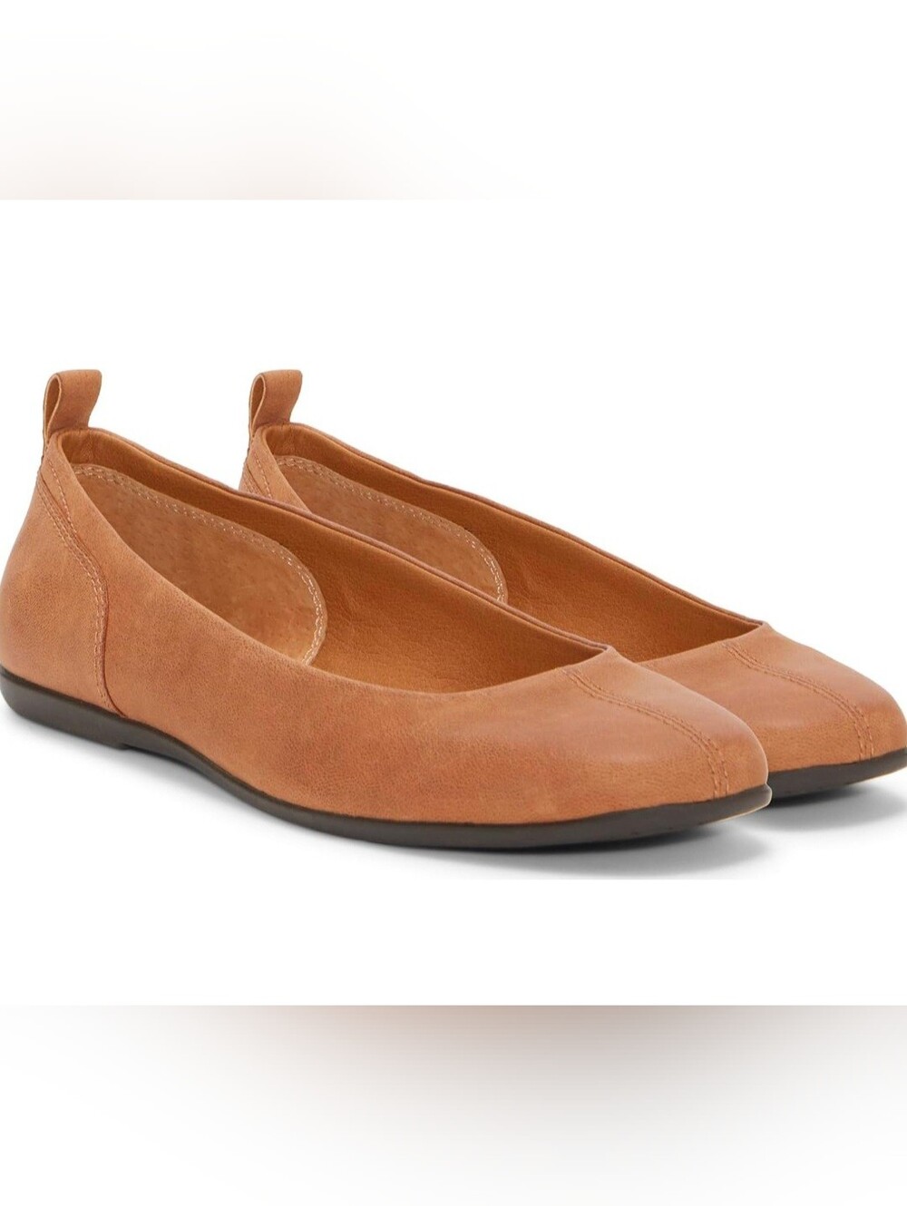Lucky Brand Women's Cognac Leather Ballet Flats